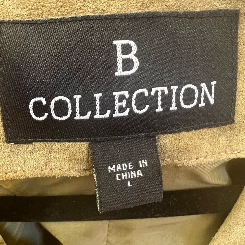 B Collection Green Genuine Leather Jacket Blazer Button Front Size L - Picture 4 of 6